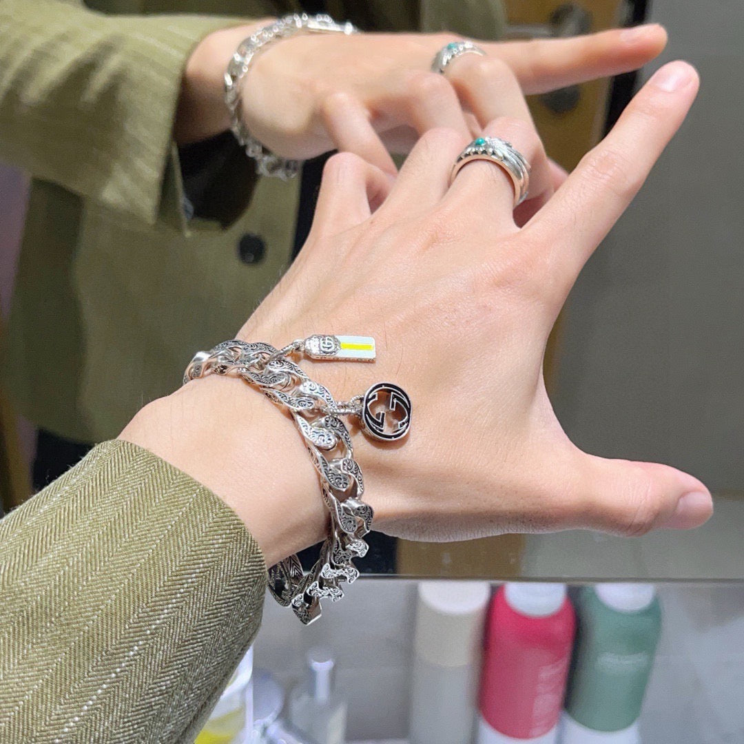 Gucci Silver-Tone Chunky Link Bracelet with G Charm - album image 6