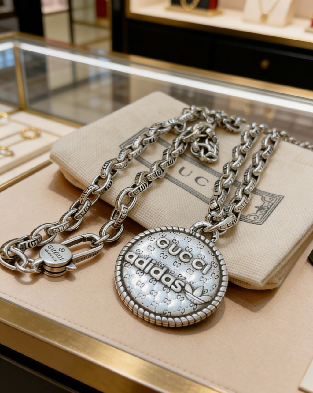 Gucci Anger Forest Interlocking G Antiqued Chain Necklace - album image 4