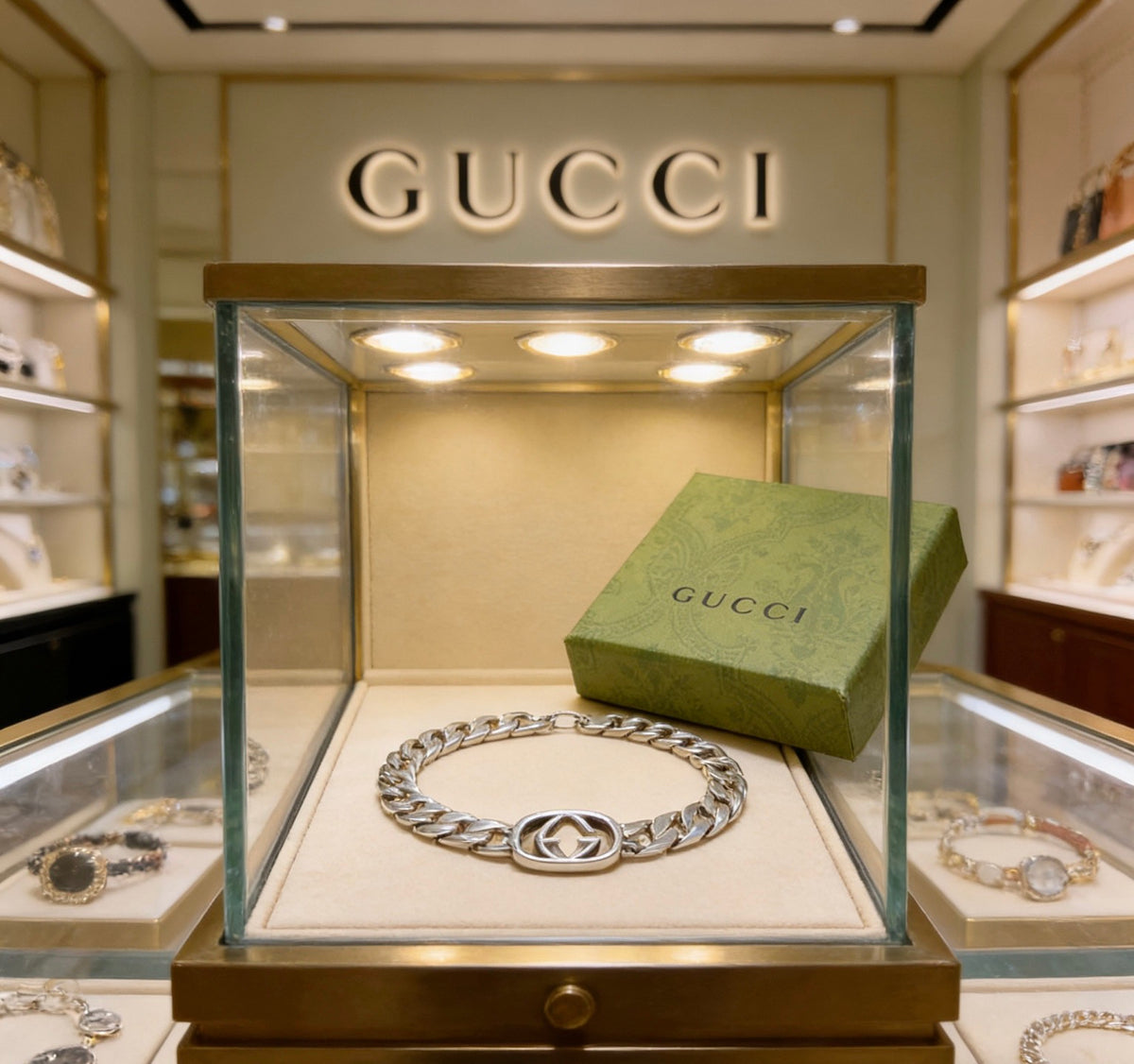 Gucci Silver-Tone Link Bracelet with Central GG Detail - album image 9