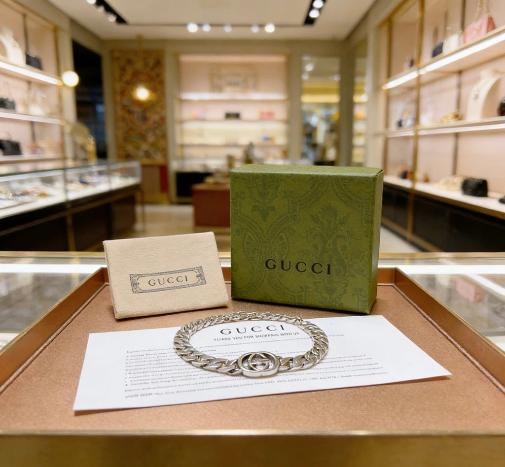 Gucci Silver-Tone Link Bracelet with Central GG Detail - album image 5