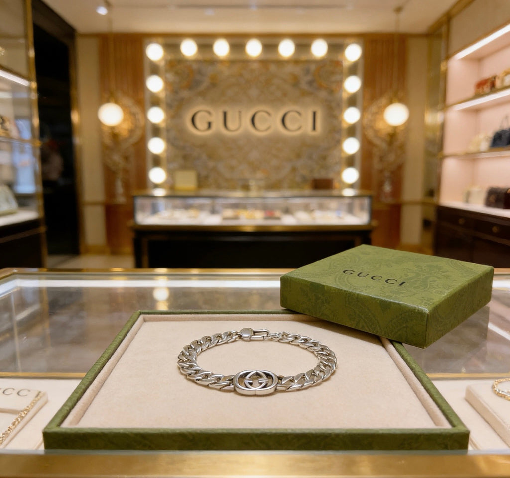 Gucci Silver-Tone Link Bracelet with Central GG Detail - album image 4