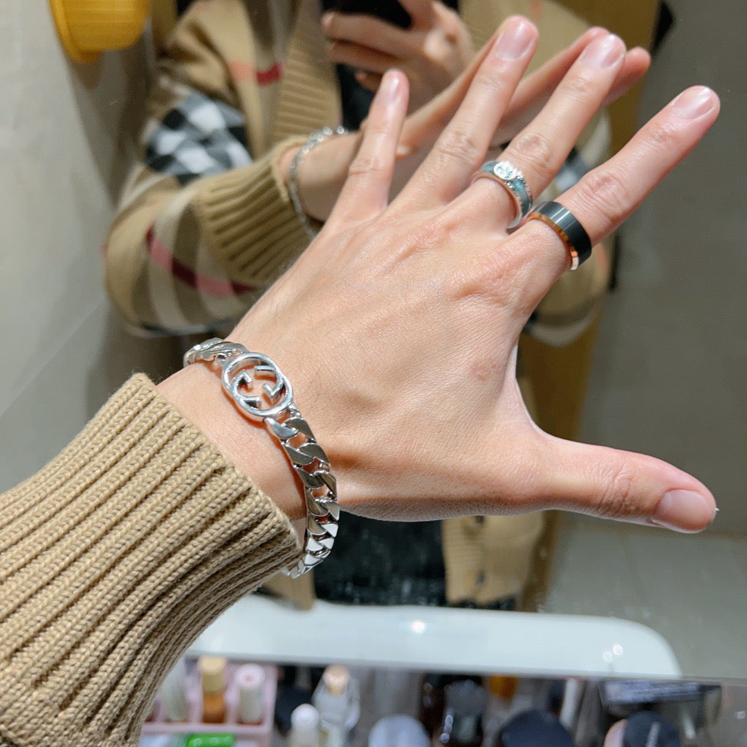 Gucci Silver-Tone Textured Open Bangle - album image 9