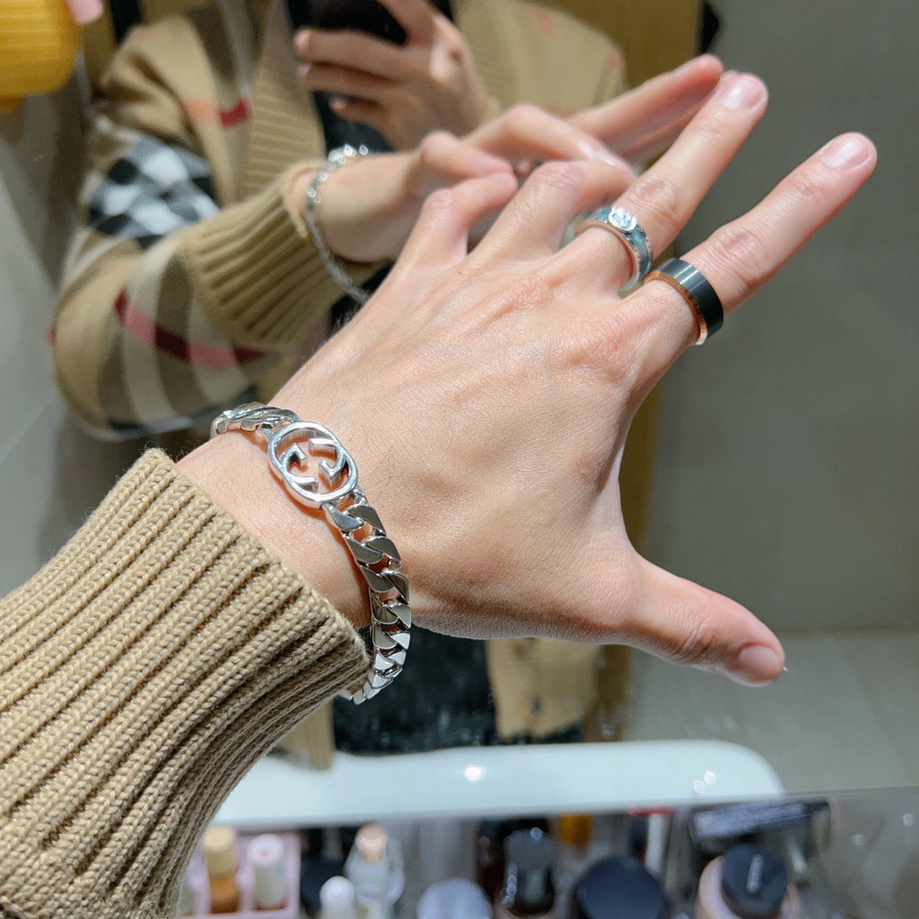 Gucci Silver-Tone Link Bracelet with Central GG Detail - album image 6