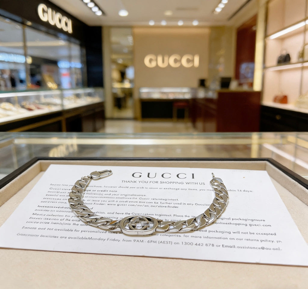 Gucci Silver-Tone Link Bracelet with Central GG Detail - album image 2