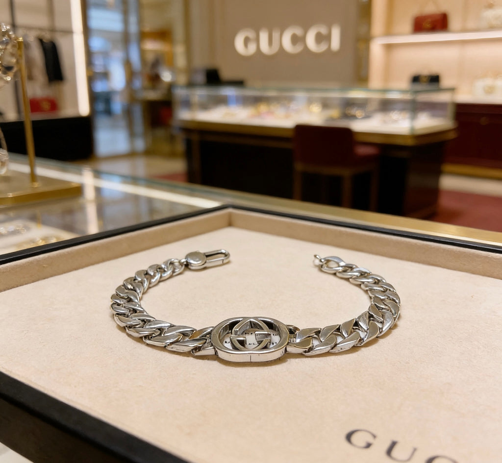 Gucci Silver-Tone Textured Open Bangle - album image 2