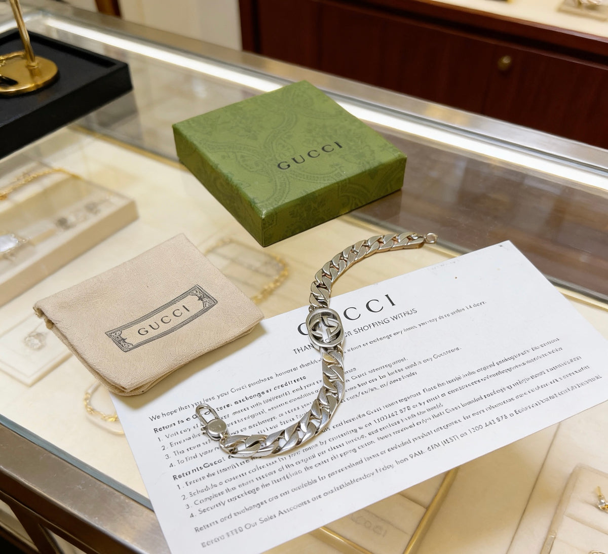 Gucci Silver-Tone Textured Open Bangle - album image 3