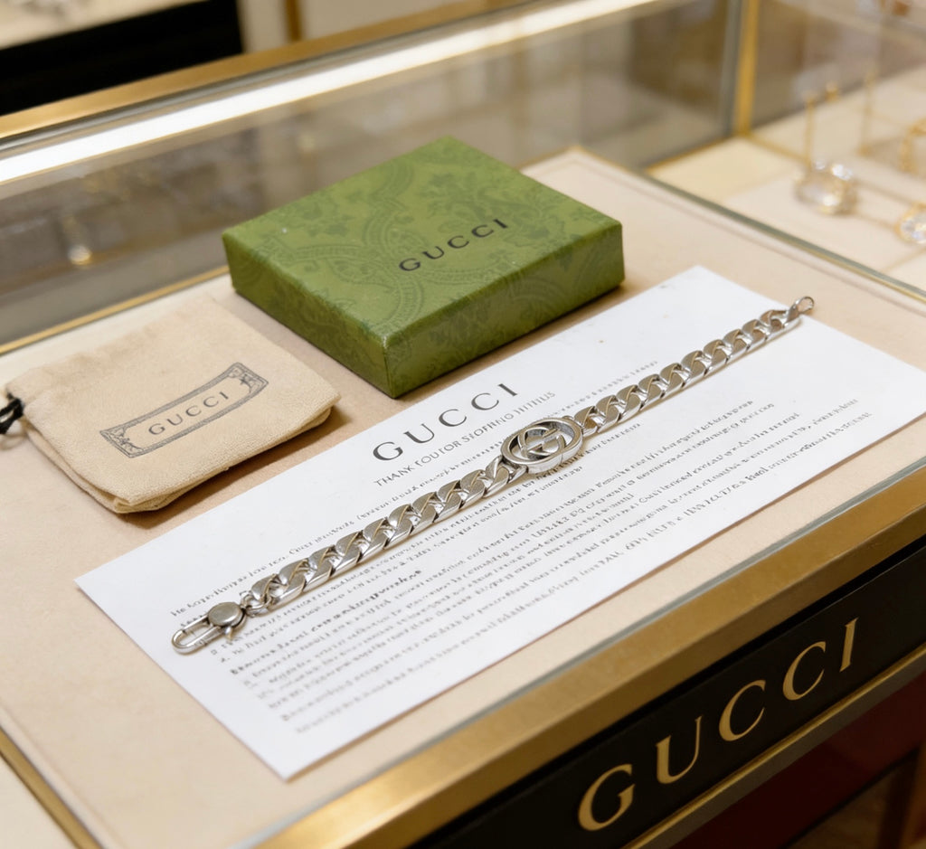 Gucci Silver-Tone Textured Open Bangle - album image 6