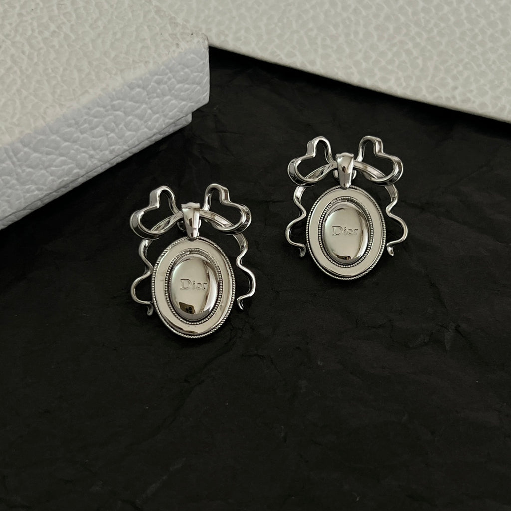 Dior Silver-Tone Oval Medallion Earrings - product image 2