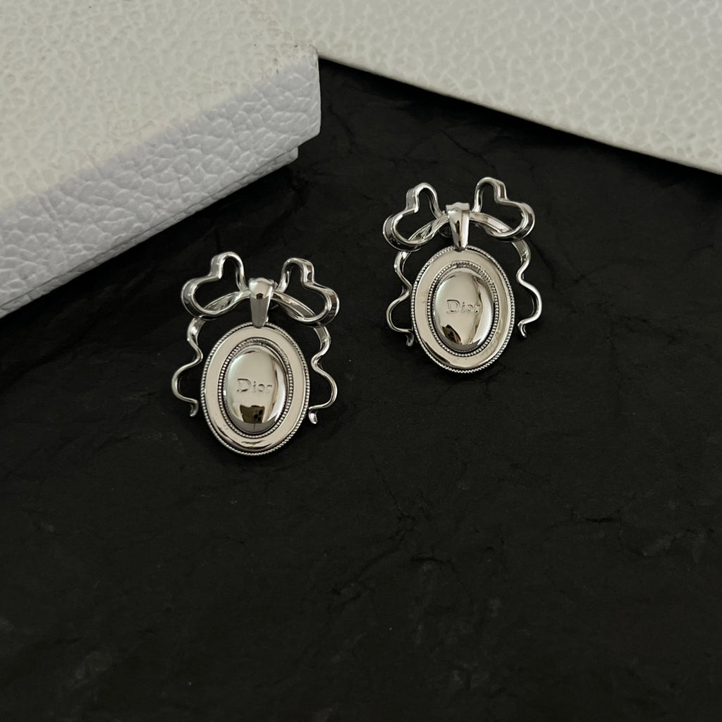 Dior Silver-Tone Oval Medallion Earrings - product image 5