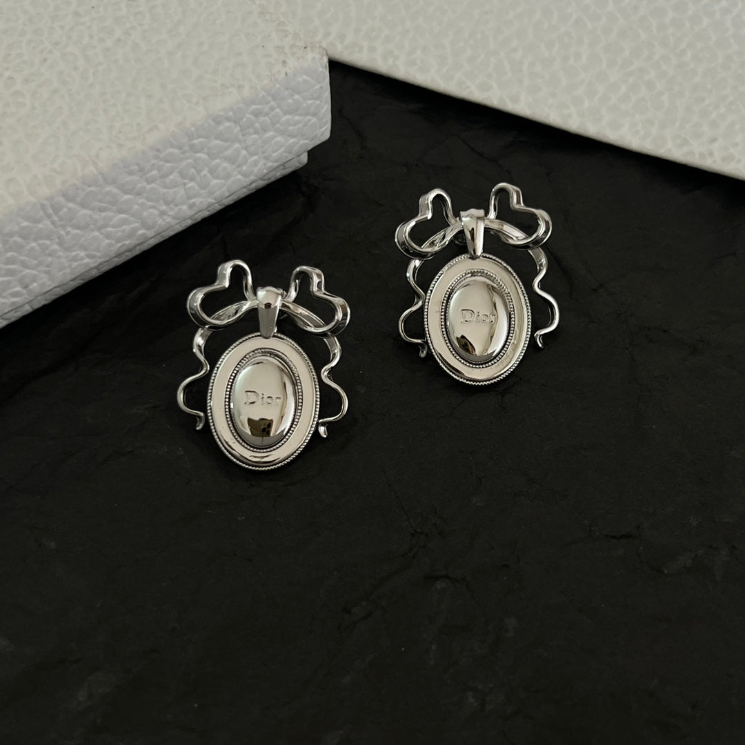 Dior Silver-Tone Oval Medallion Earrings - product image 5