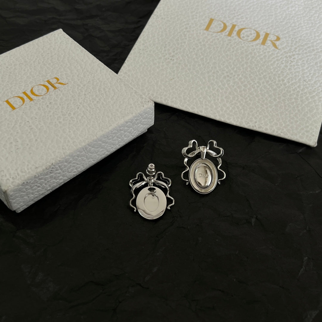 Dior Silver-Tone Oval Medallion Earrings - product image 6