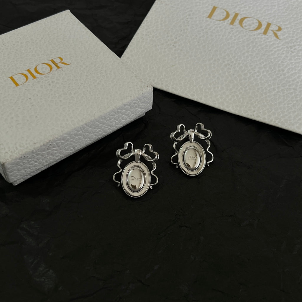 Dior Silver-Tone Oval Medallion Earrings - product image 1