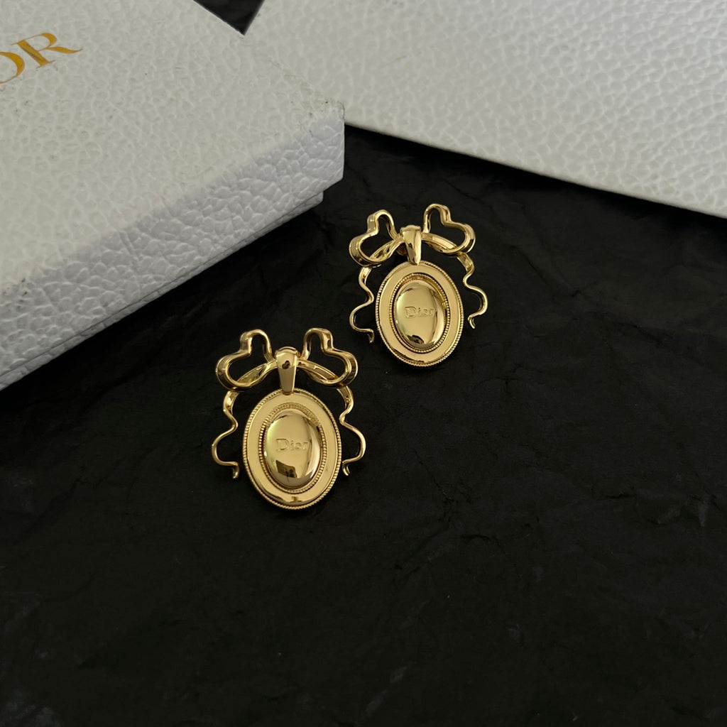 Dior Gold-Tone Oval Medallion Earrings - product image 2
