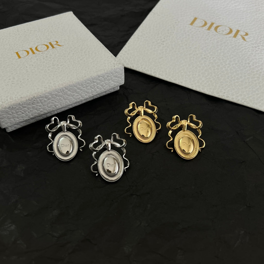 Dior Gold-Tone Oval Medallion Earrings - product image 3