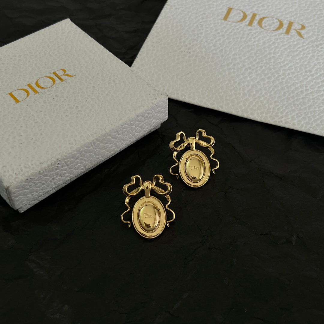 Dior Gold-Tone Oval Medallion Earrings - product image 1