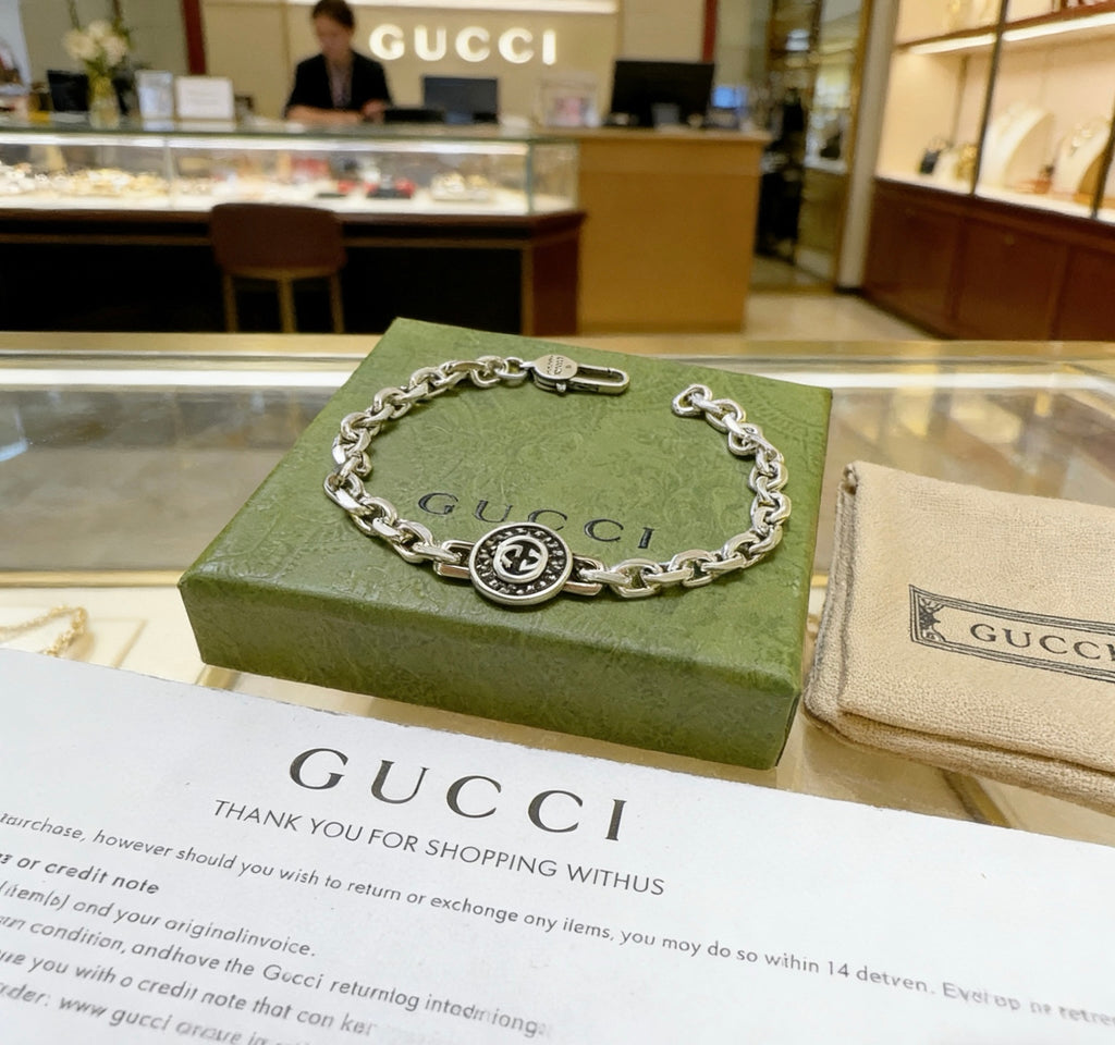 Gucci Silver-Tone Circular Medallion Chain Bracelet - album image 8