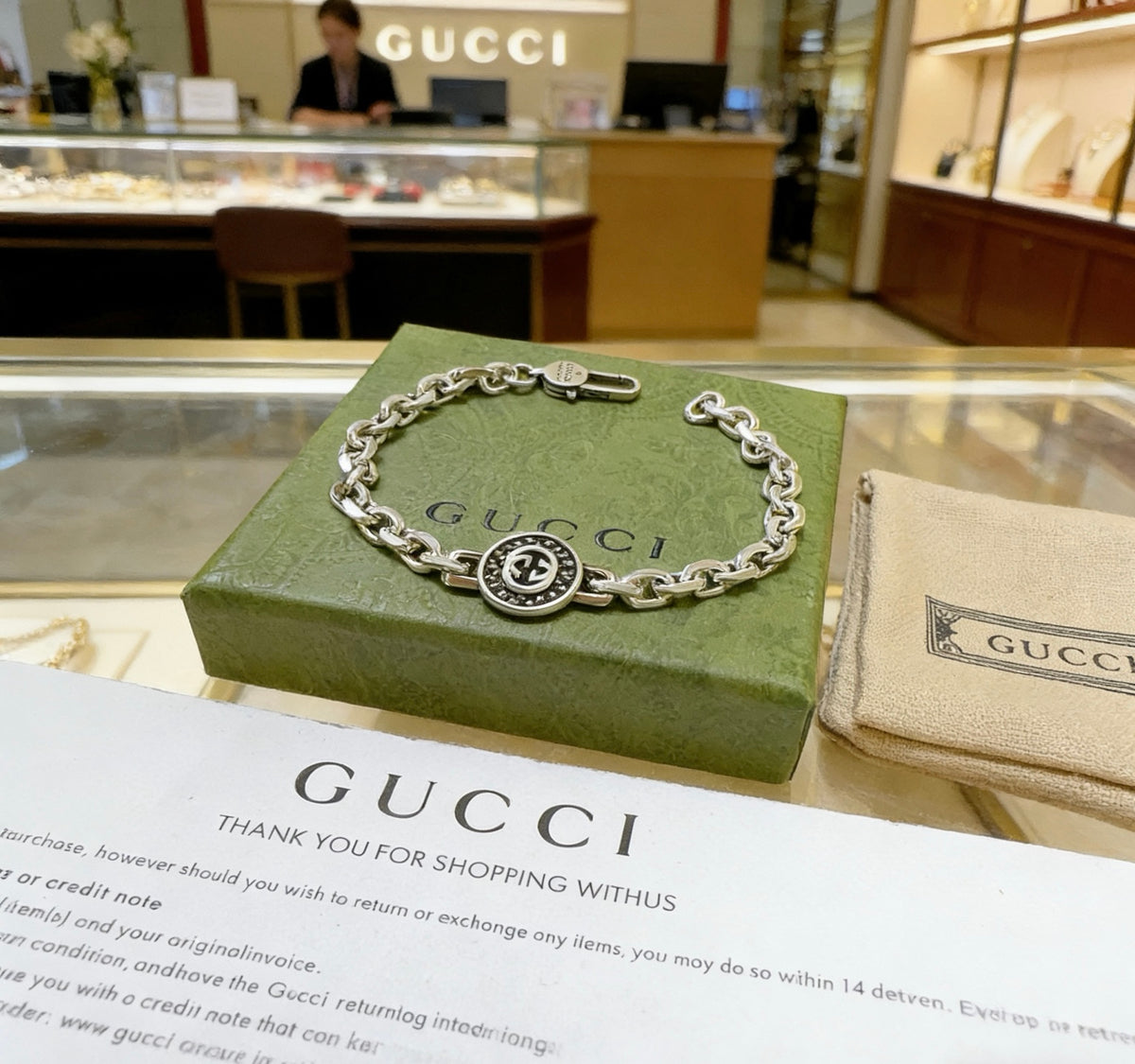 Gucci Silver-Tone Circular Medallion Chain Bracelet - album image 8