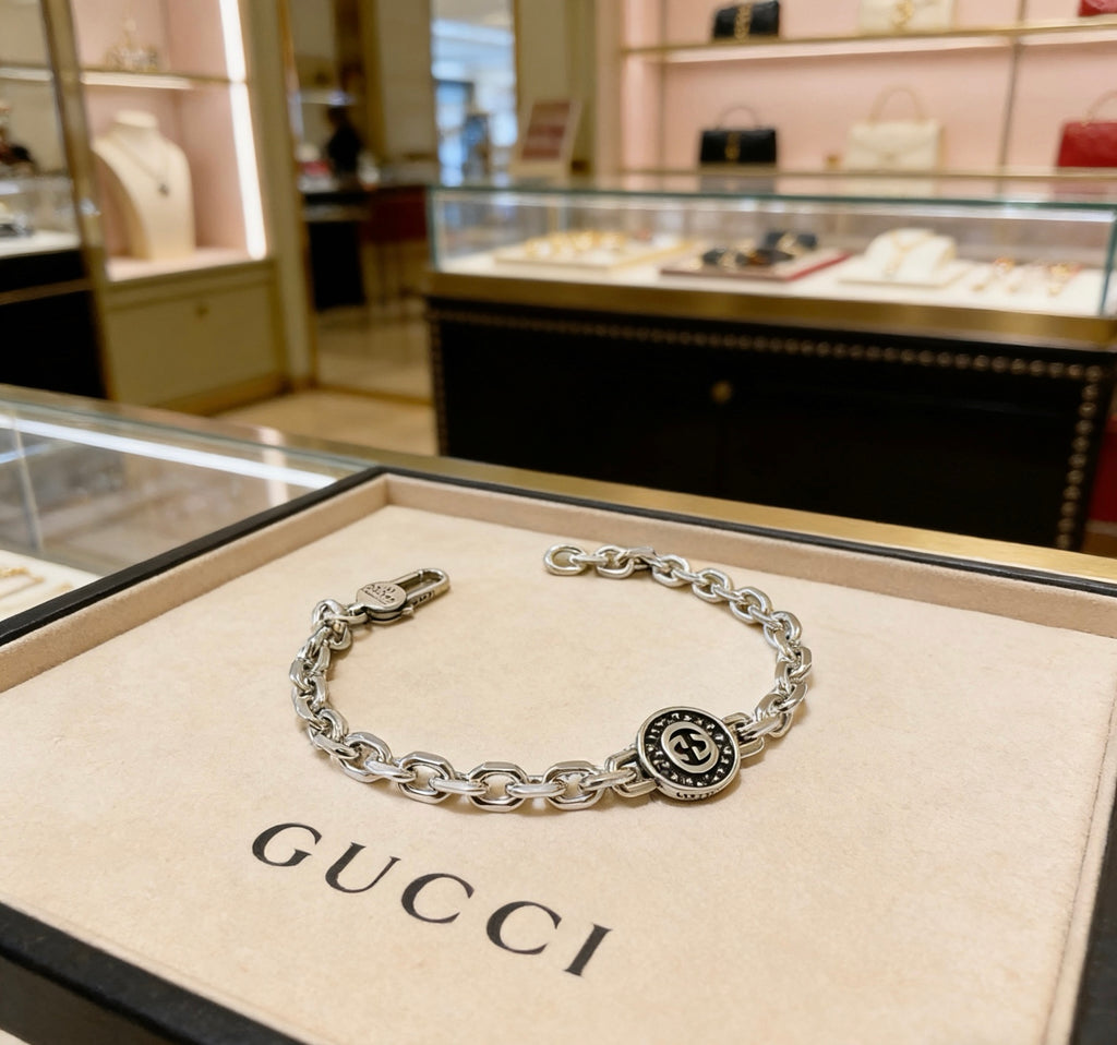 Gucci Silver-Tone Circular Medallion Chain Bracelet - album image 7