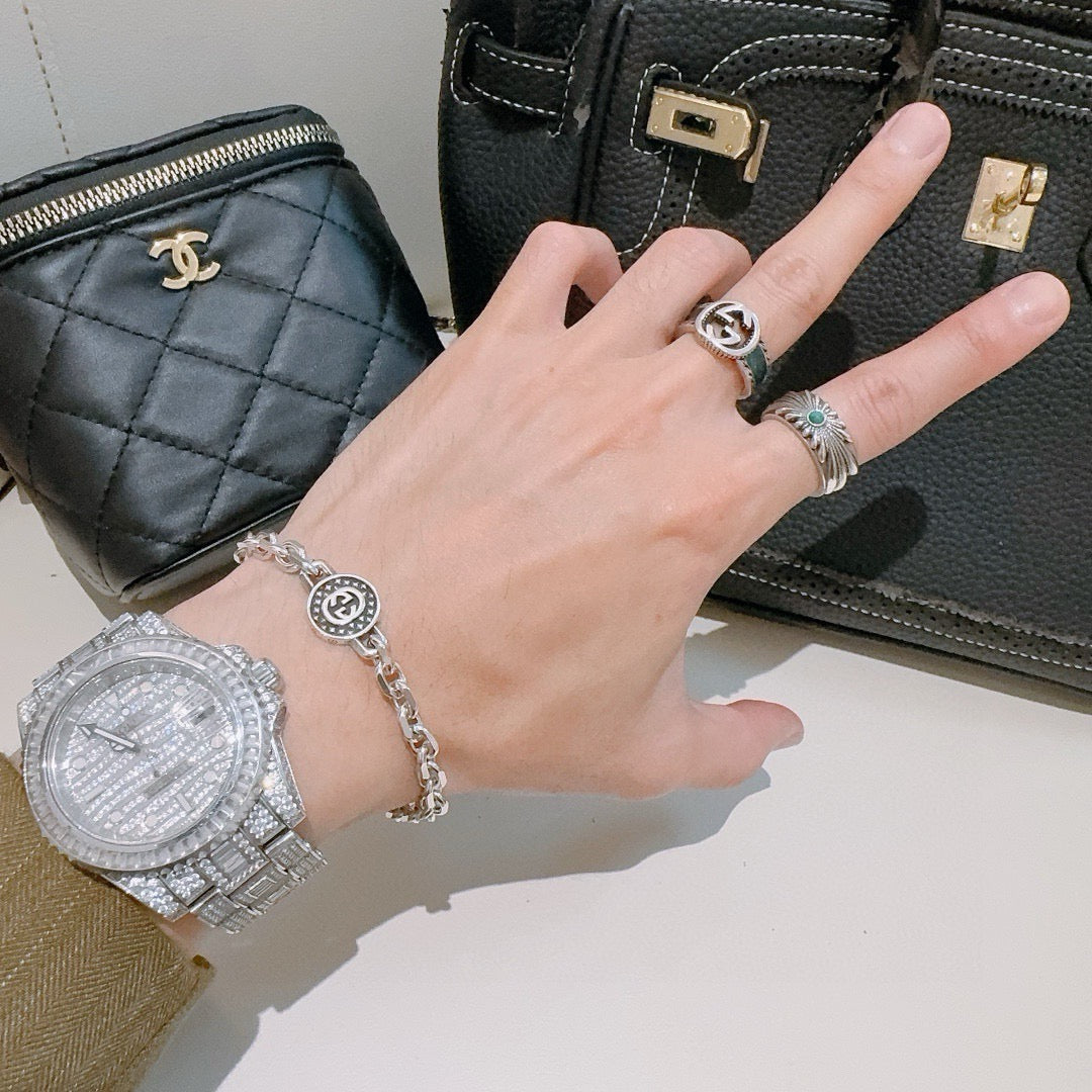 Gucci Silver-Tone Circular Medallion Chain Bracelet - album image 3