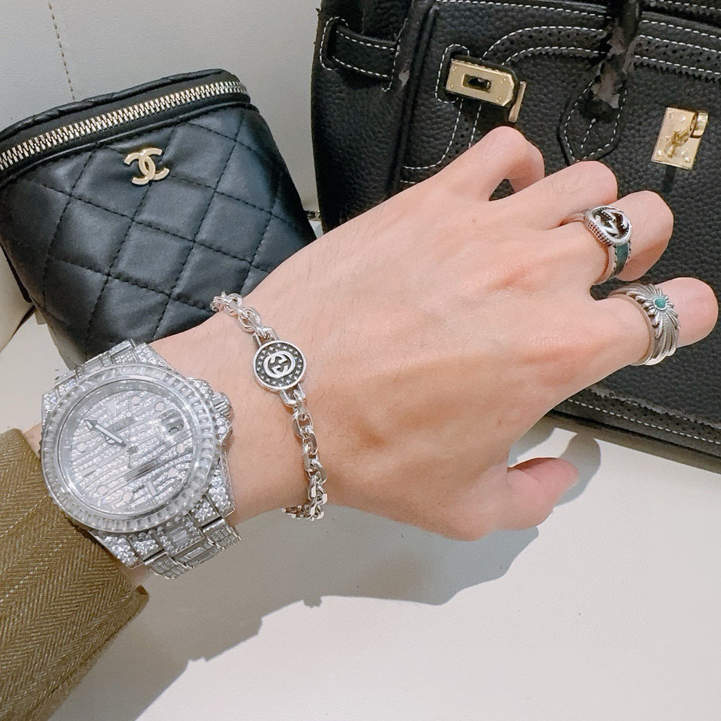 Gucci Silver-Tone Circular Medallion Chain Bracelet - album image 9