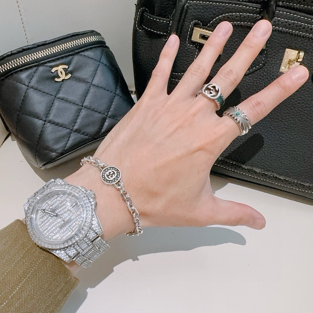Gucci Silver-Tone Circular Medallion Chain Bracelet - album image 6