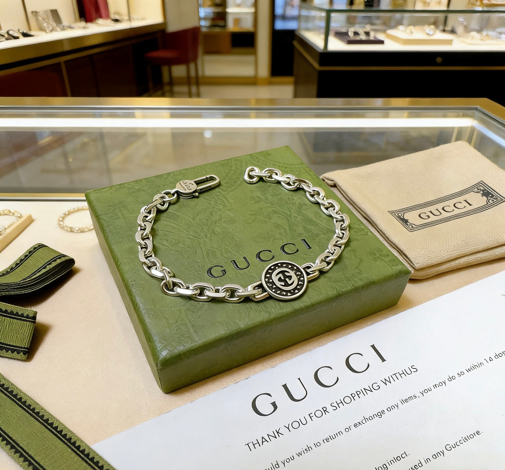 Gucci Silver-Tone Circular Medallion Chain Bracelet - album image 5
