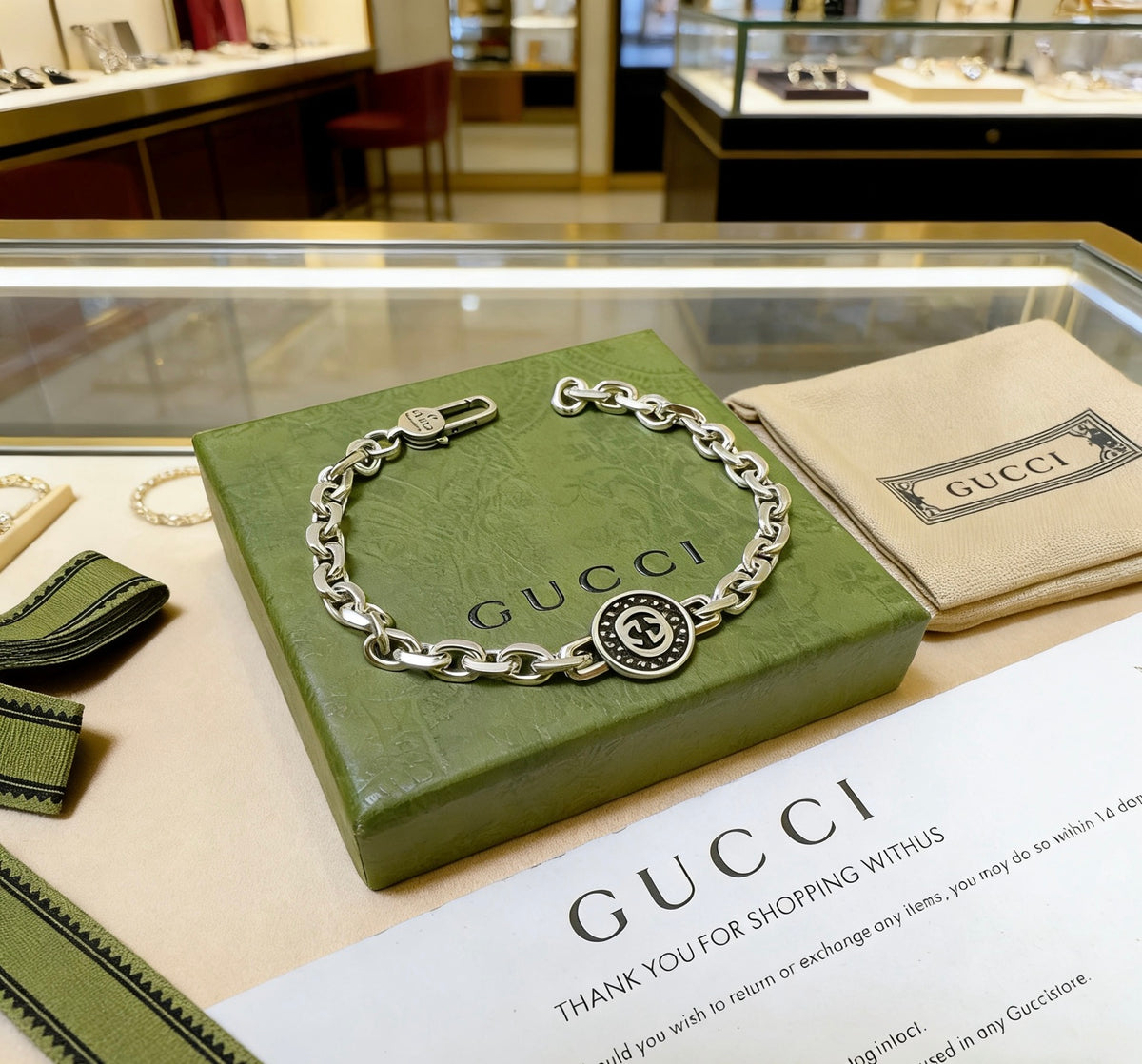 Gucci Silver-Tone Circular Medallion Chain Bracelet - album image 5