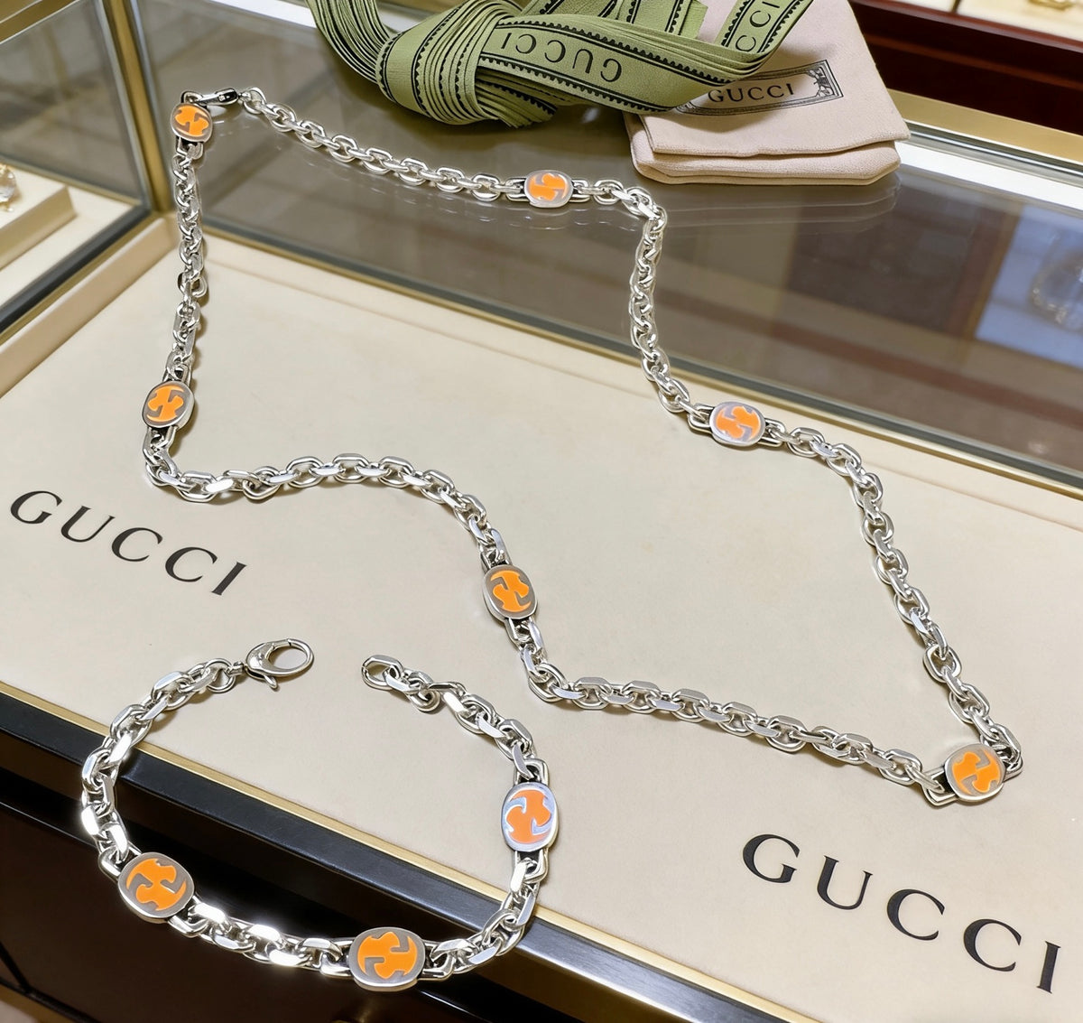 Gucci Rose Gold-Tone Orange Enamel Jewelry Options - album image 2