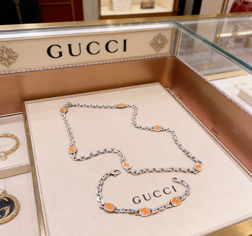 Gucci Gold-Tone Rose Enamel Necklace or Bracelet - album image 1