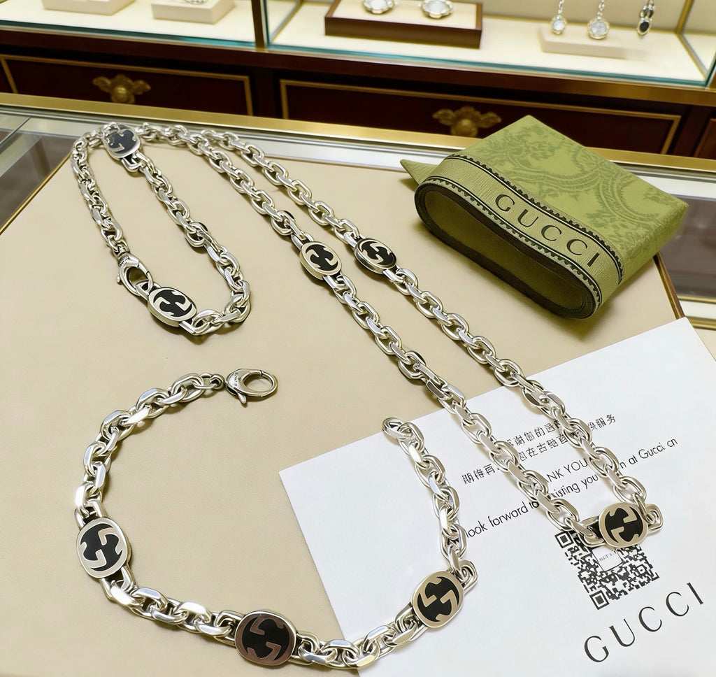 Gucci Silver-Tone Black Enamel Necklace or Bracelet - album image 4