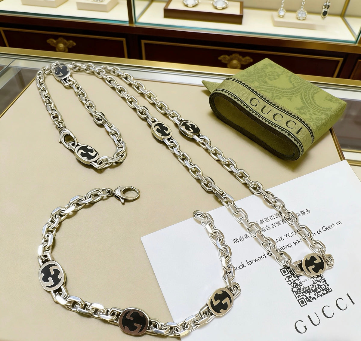 Gucci Silver-Tone Black Enamel Necklace or Bracelet - album image 4