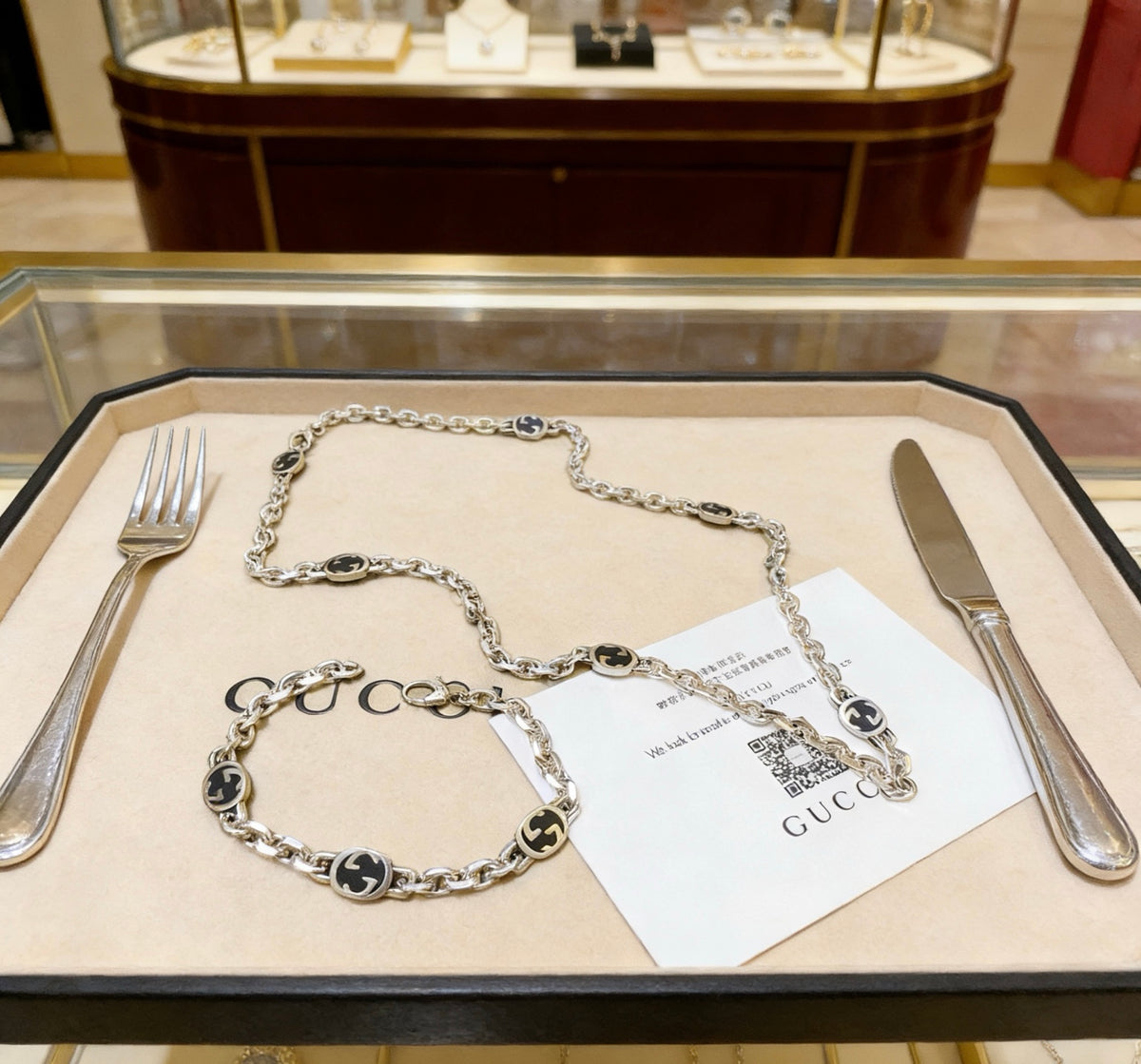Gucci Silver-Tone Black Enamel Necklace or Bracelet - album image 7