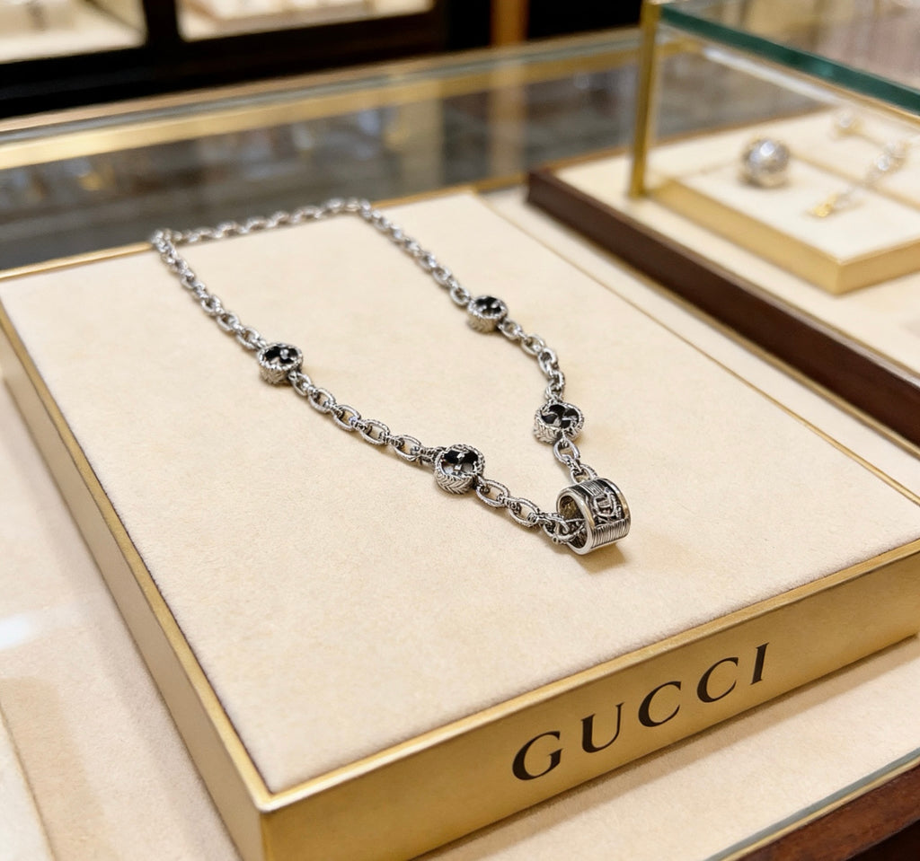 Gucci Anger Forest Interlocking G Antiqued Chain Necklace - album image 5