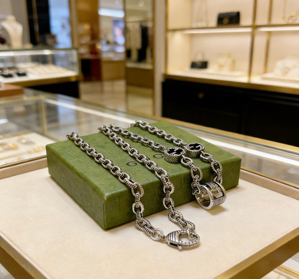 Gucci Anger Forest Interlocking G Antiqued Chain Necklace - album image 8