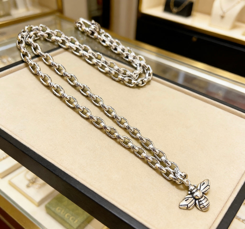 Gucci Anger Forest Interlocking G Antique Silver-Tone Bee Silver-Tone Antiqued Necklace - album image 7