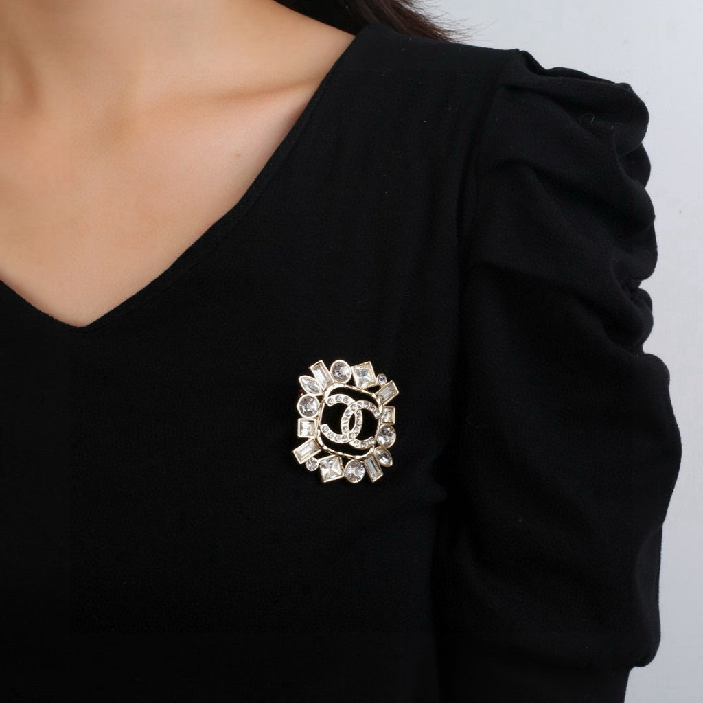 Chanel Interlocking C Crystal Accent Brooch - album image 8