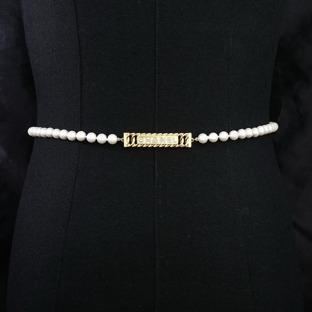 Chanel Pearl Chain Belt with Square CC Center - album image 8