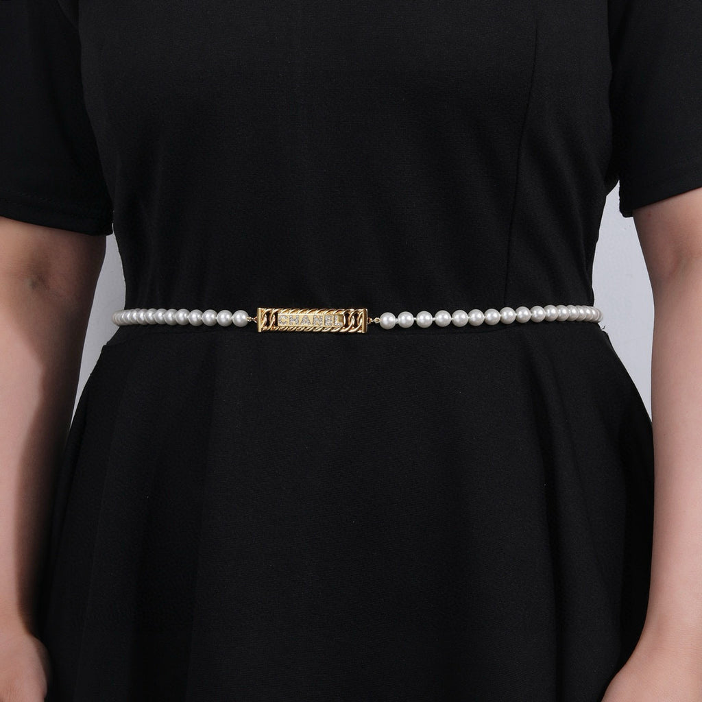 Chanel Pearl Chain Belt with Square CC Center - album image 1