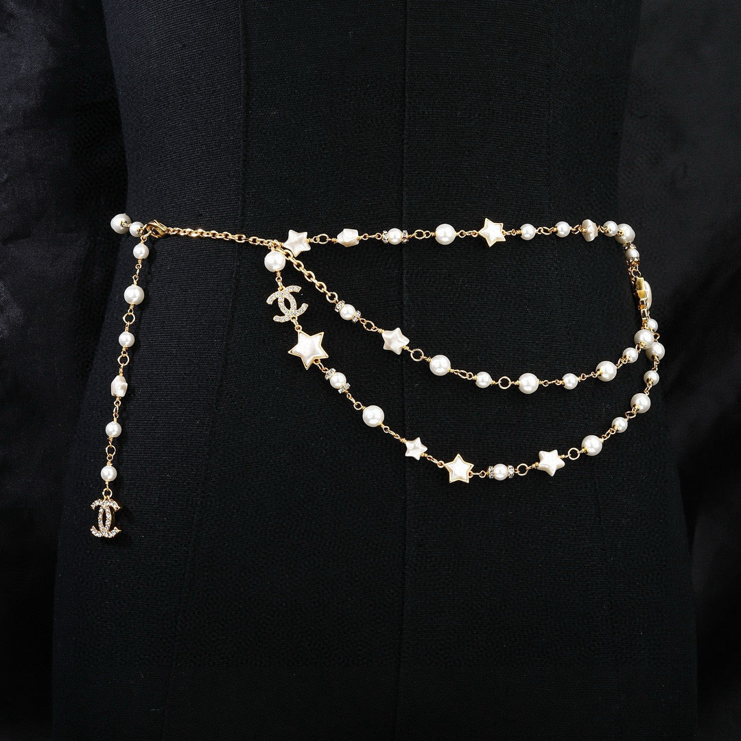 Chanel Gold-Tone Draped Pearl Chain Belt - album image 7