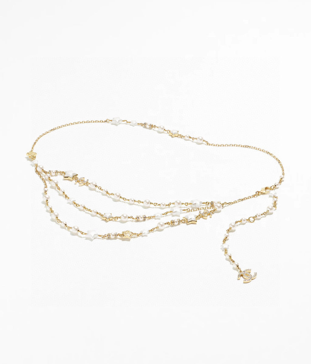 Chanel Gold-Tone Draped Pearl Chain Belt - album image 9