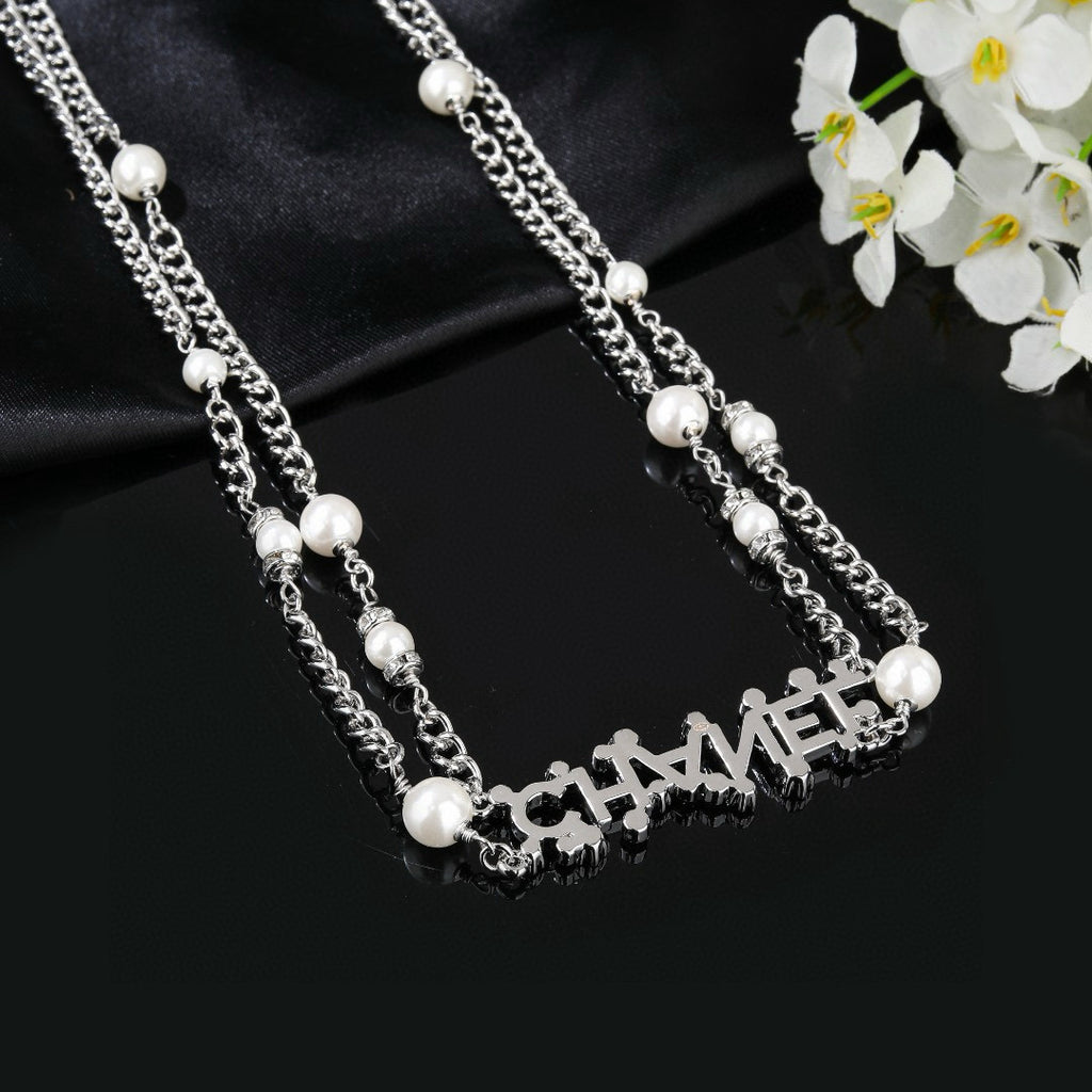 Chanel Silver-Tone Pearl and Letter Chain Belt - album image 8
