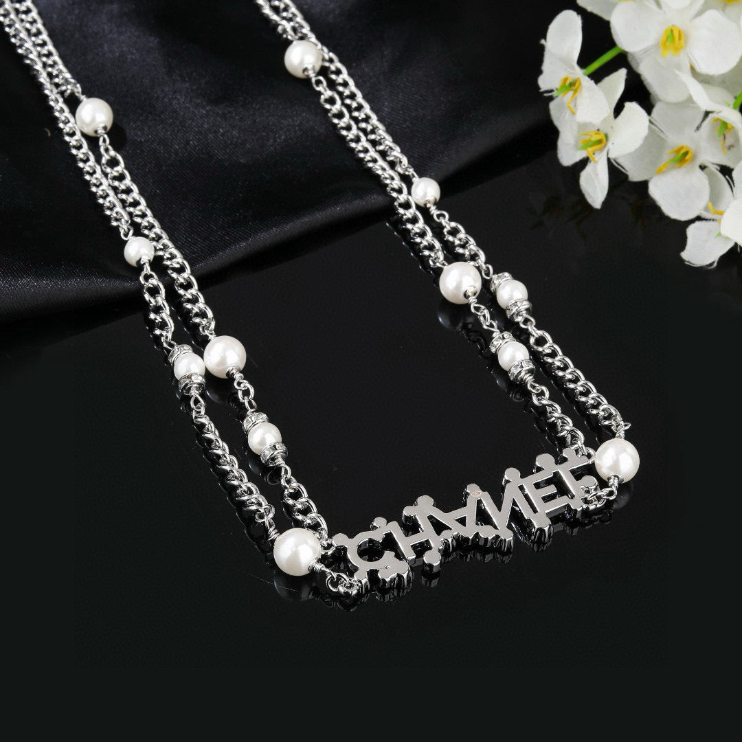 Chanel Silver-Tone Pearl and Letter Chain Belt - album image 8