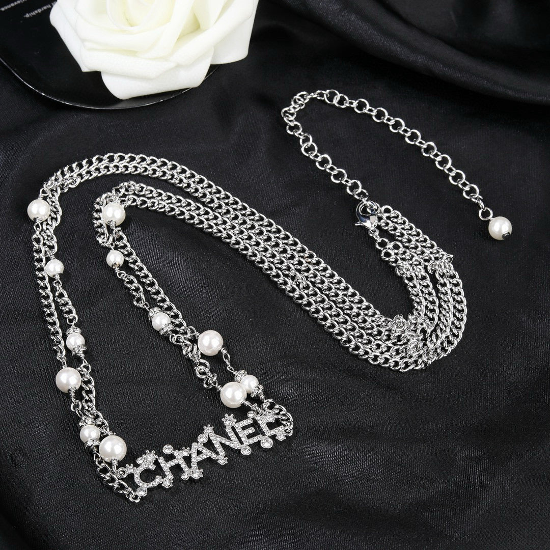 Chanel Silver-Tone Pearl and Letter Chain Belt - album image 4