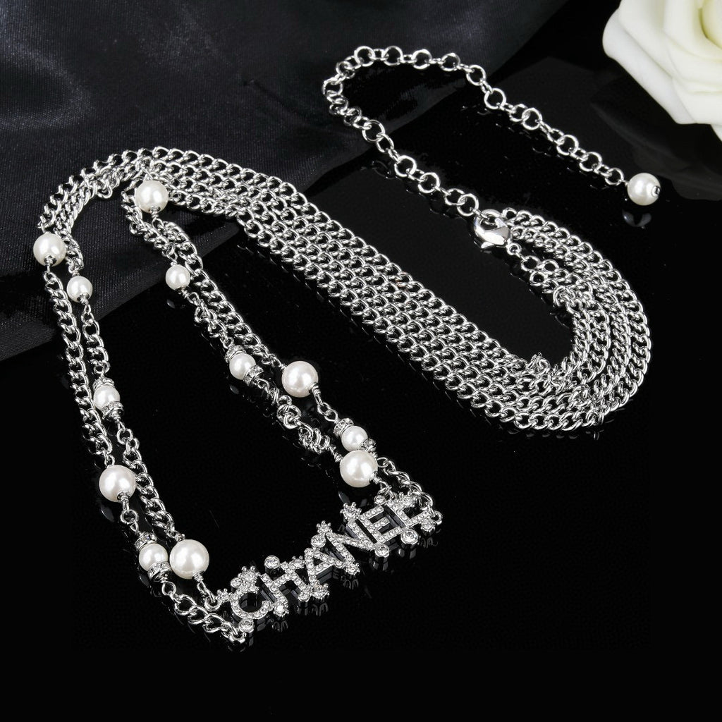 Chanel Silver-Tone Pearl and Letter Chain Belt - album image 1