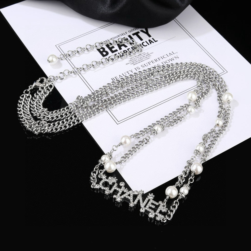 Chanel Silver-Tone Pearl and Letter Chain Belt - album image 3