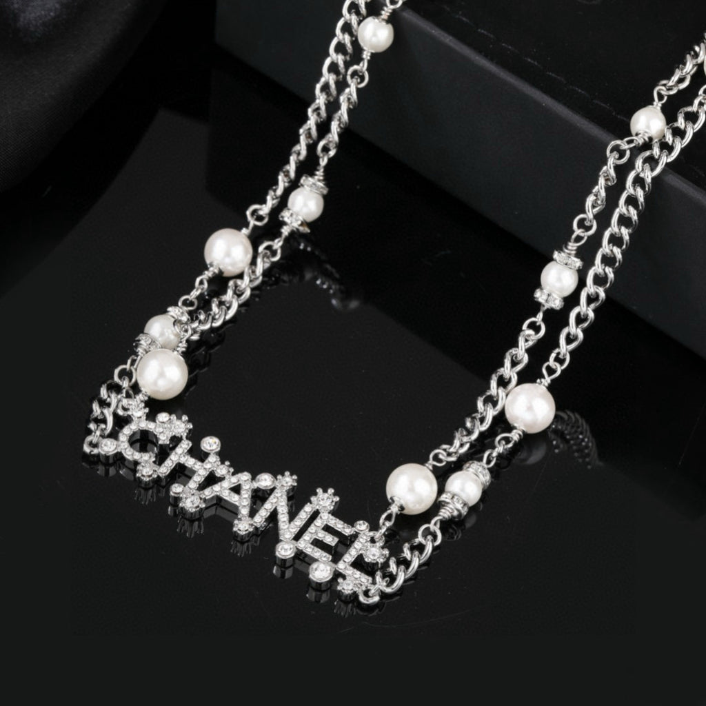 Chanel Silver-Tone Pearl and Letter Chain Belt - album image 6