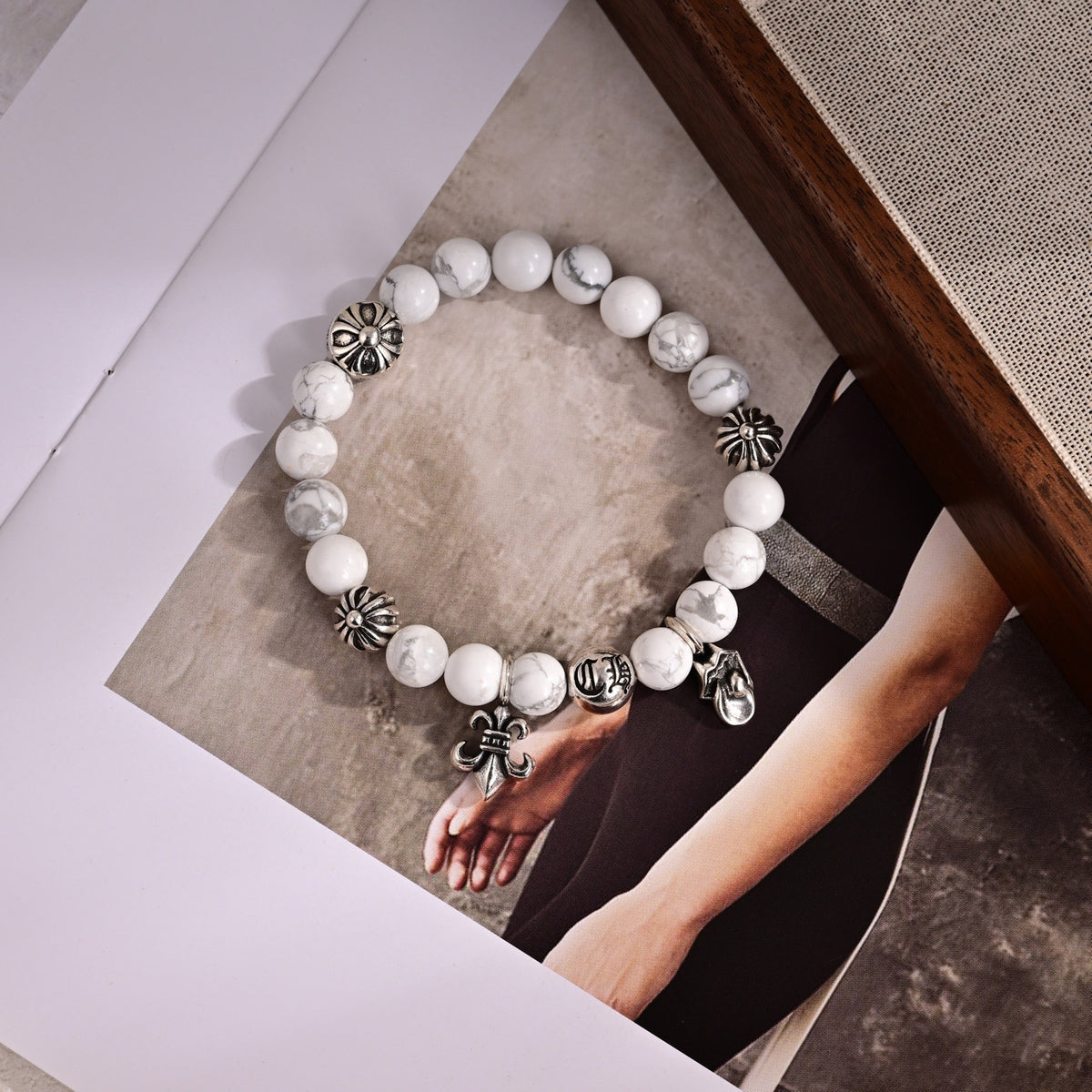 Chrome Hearts Pale Bead Floral Charm Bracelet - album image 2