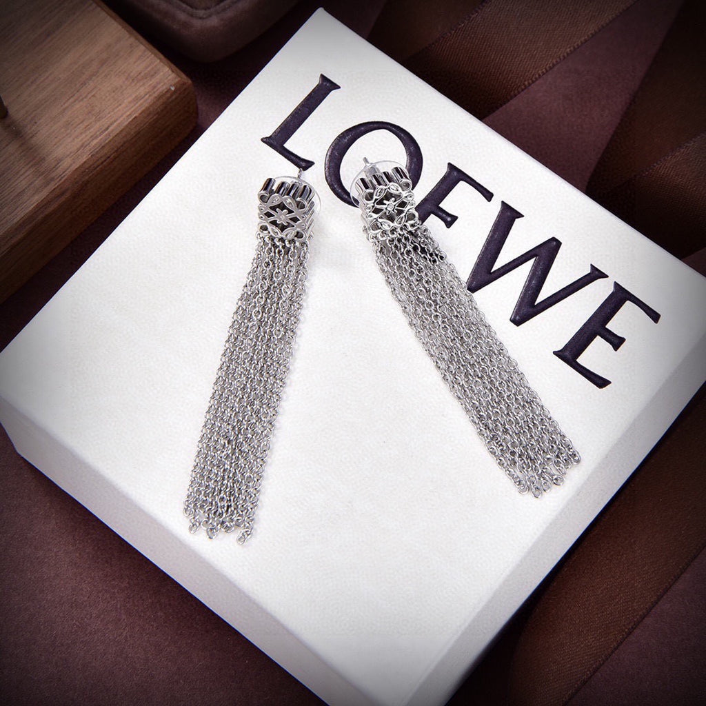 Loewe Silver-Tone Anagram Fringe Earrings - product image 1