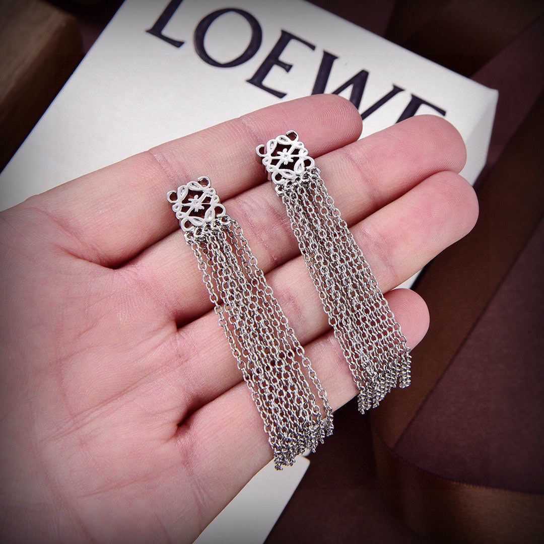 Loewe Silver-Tone Anagram Fringe Earrings - product image 3