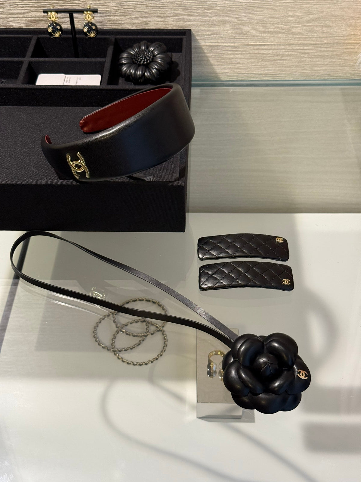 Chanel Interlocking C Camellia Key Gold-Tone Black Keychain - album image 3
